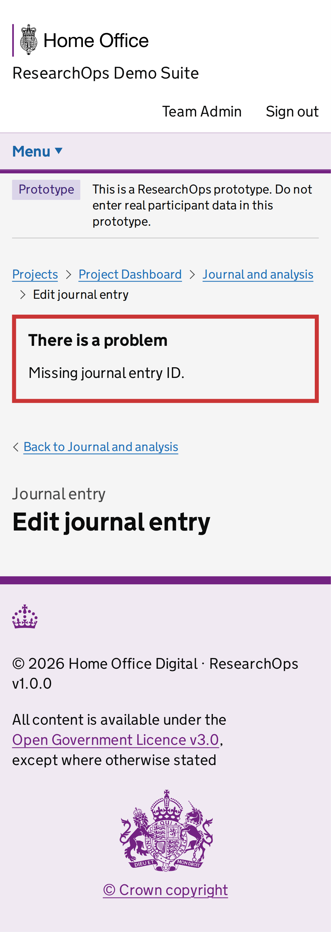 Screenshot of Edit journal entry in the Journal entry edit route state for Mobile.