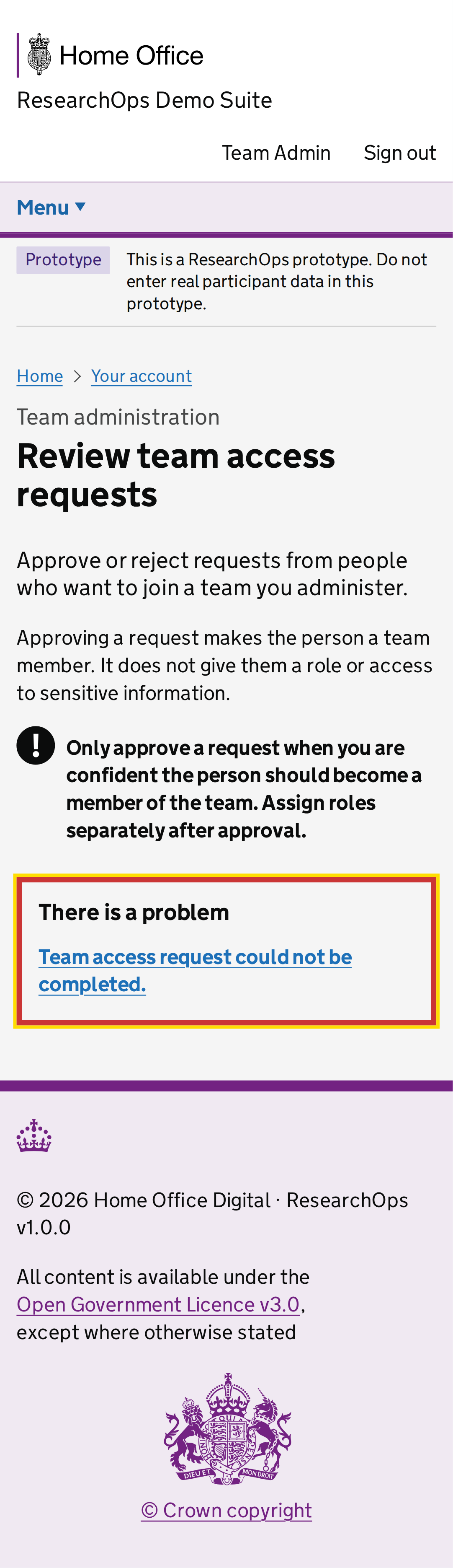 Screenshot of Review team access requests in the Default state state for Mobile.